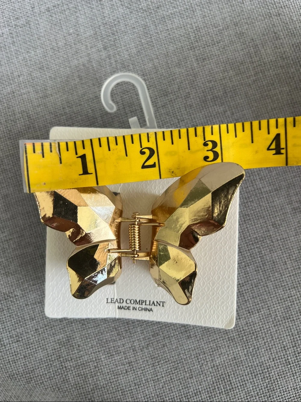 Natasha Gold Butterfly Metal claw jaw hair clip NWT